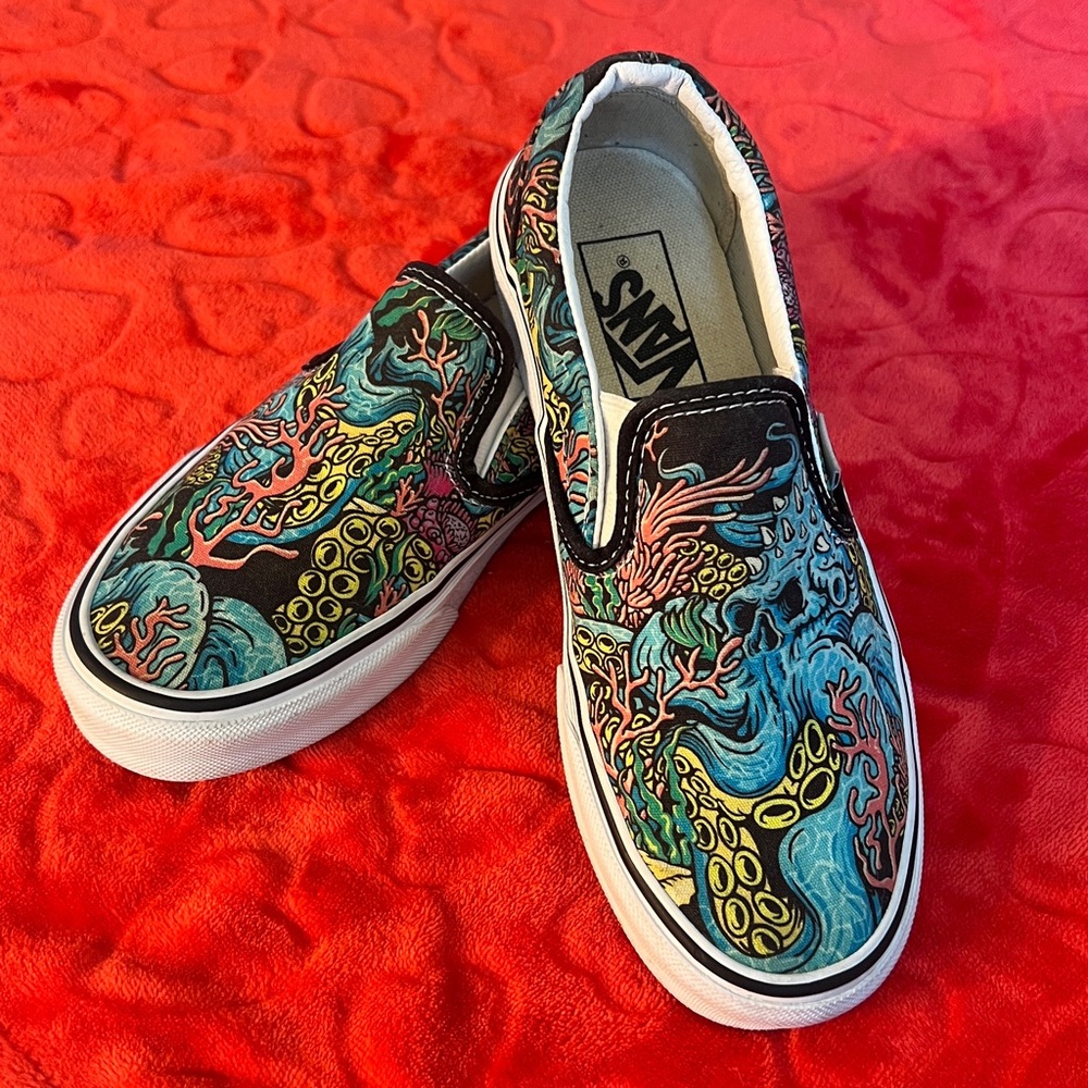 Vans Shoes Womens 6 Underwater Coral Slip On Vintage RARE RETRO unisex - Picture 6 of 10